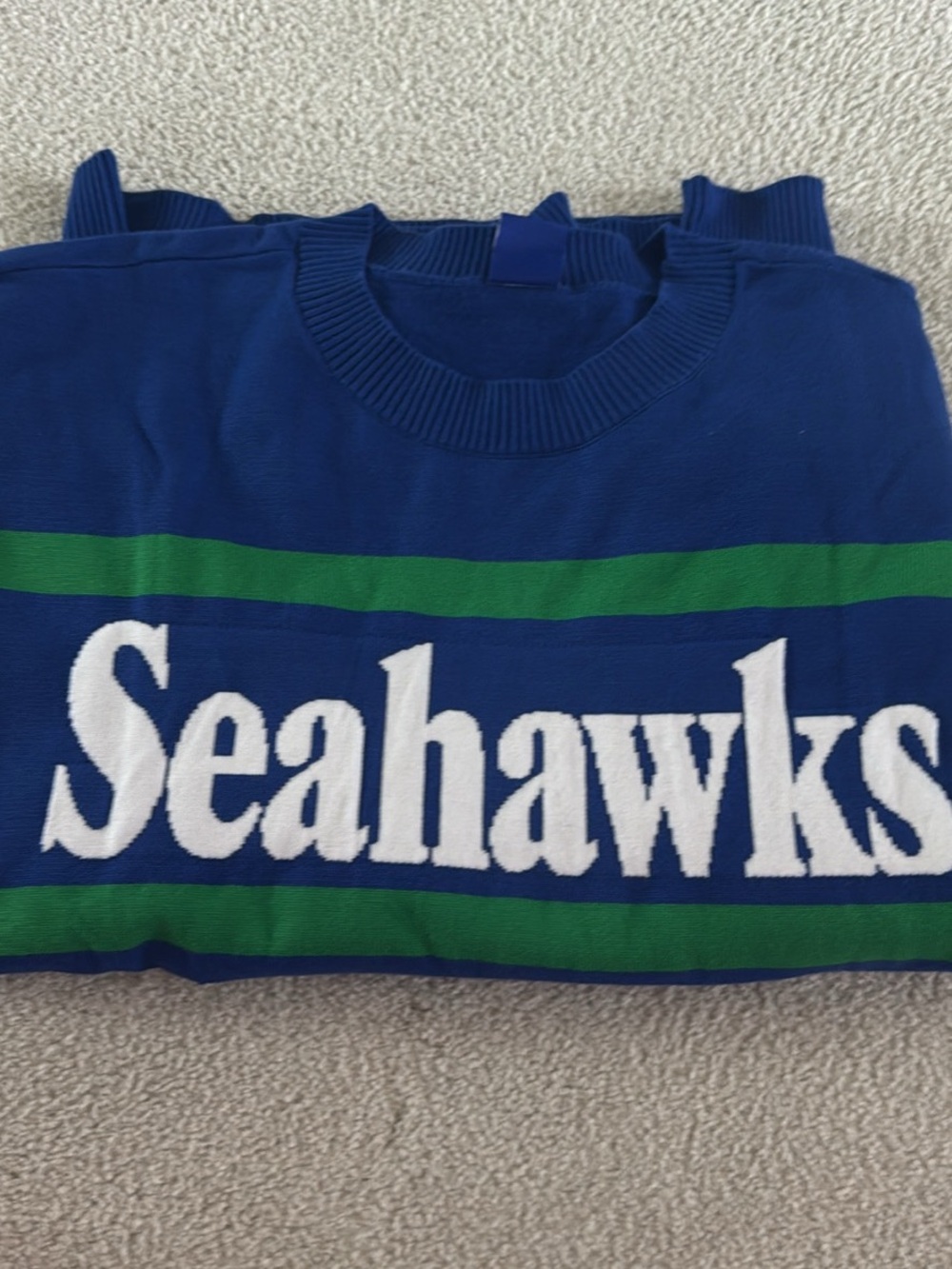 Ultra Game NFL Seattle Seahawks Knit Crewneck Pullover Sweater Blue Size L